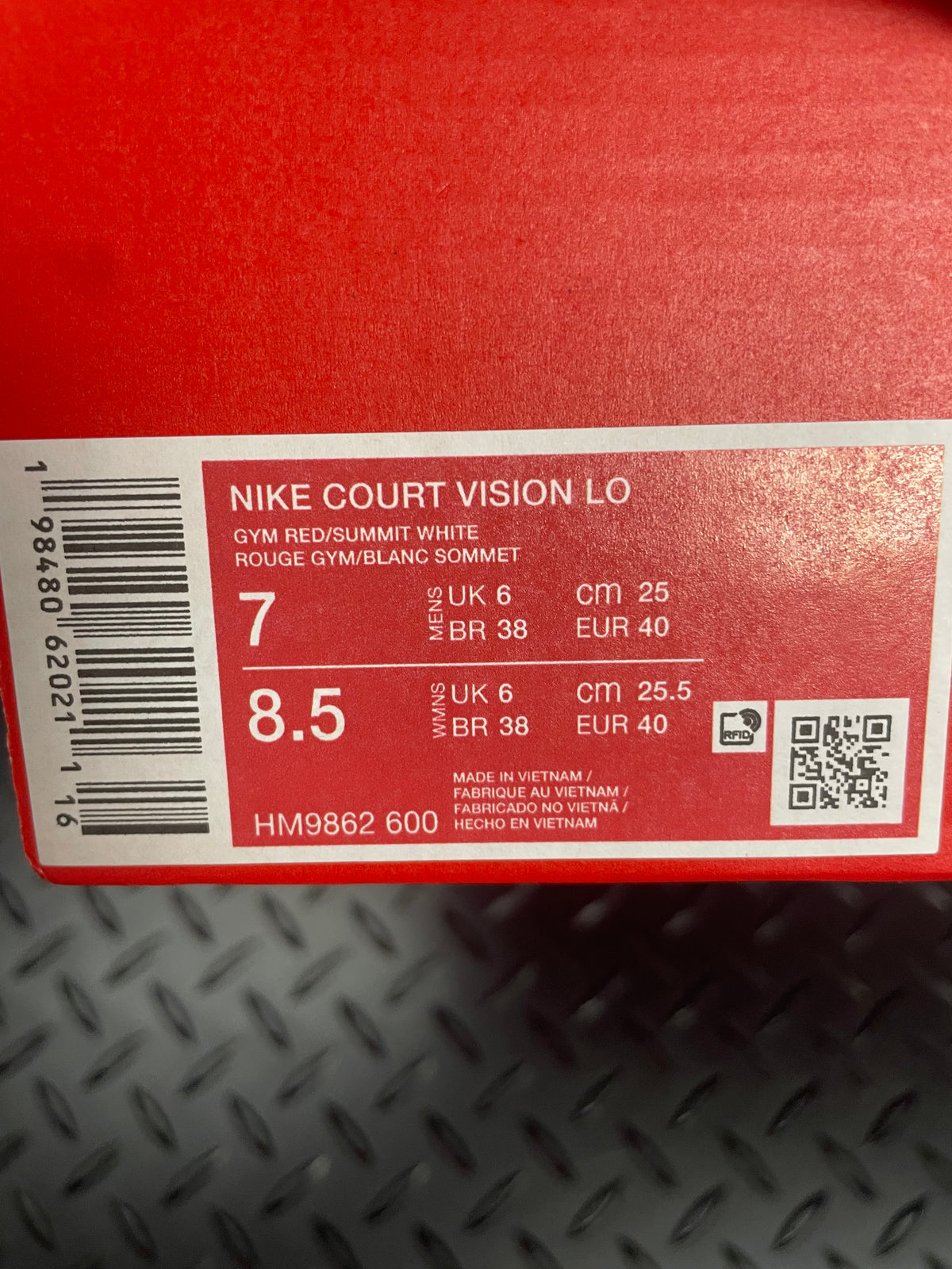 Nike Court Vision Low 'Crimson Pearl White' Brand New Size Women's UK 6 Full Box 100% Authentic