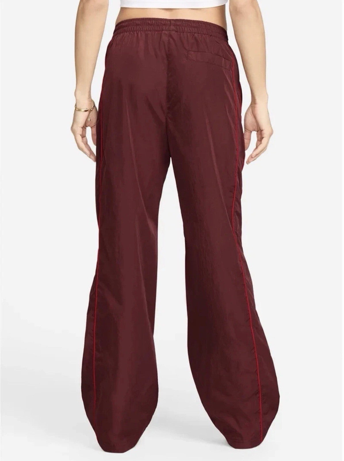 Nike Women's Red High Waisted Woven Wide Open Hem Pants - Size XS | FV7655 619