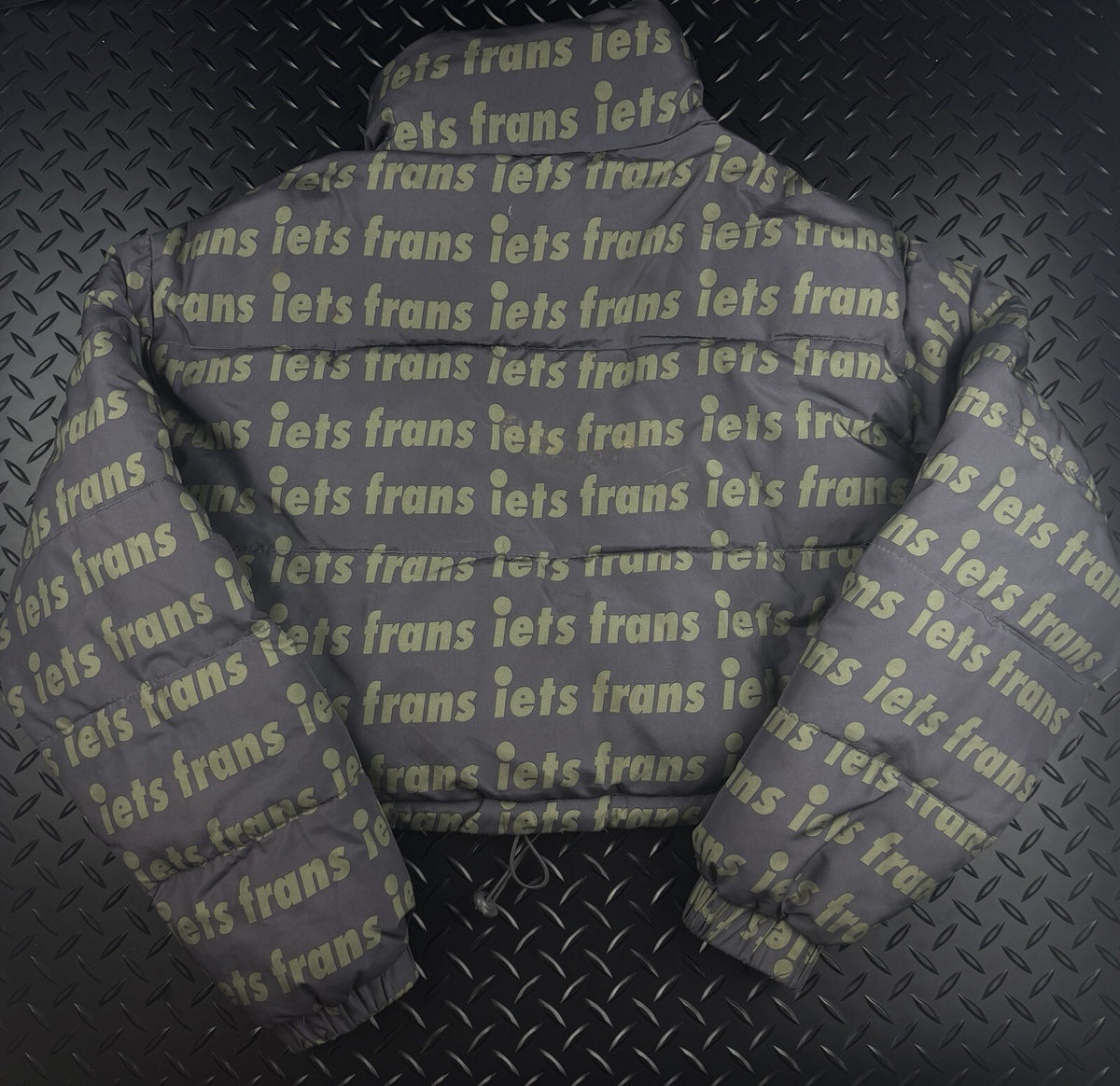 Lets Frans Cropped Puffer Jacket ‘Grey Green’  Fleece Lined Winter Coat WMNS S