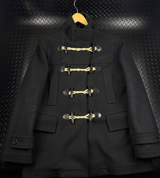 Burberry London Wool Duffle Coat Black 2000s Mens XXL Toggle Very Rare Jacket