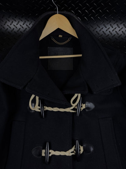 Burberry London Wool Duffle Coat Black 2000s Mens XXL Toggle Very Rare Jacket