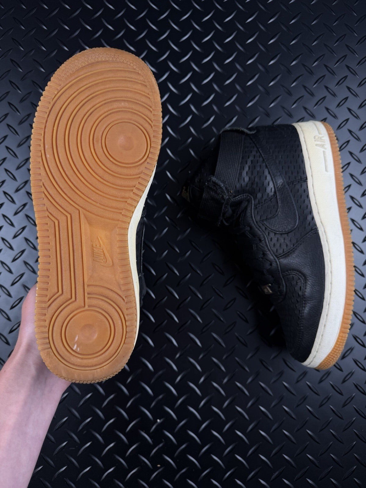 Nike Air Force 1 High OG Black Leather Gum 100% Authentic Size UK 6