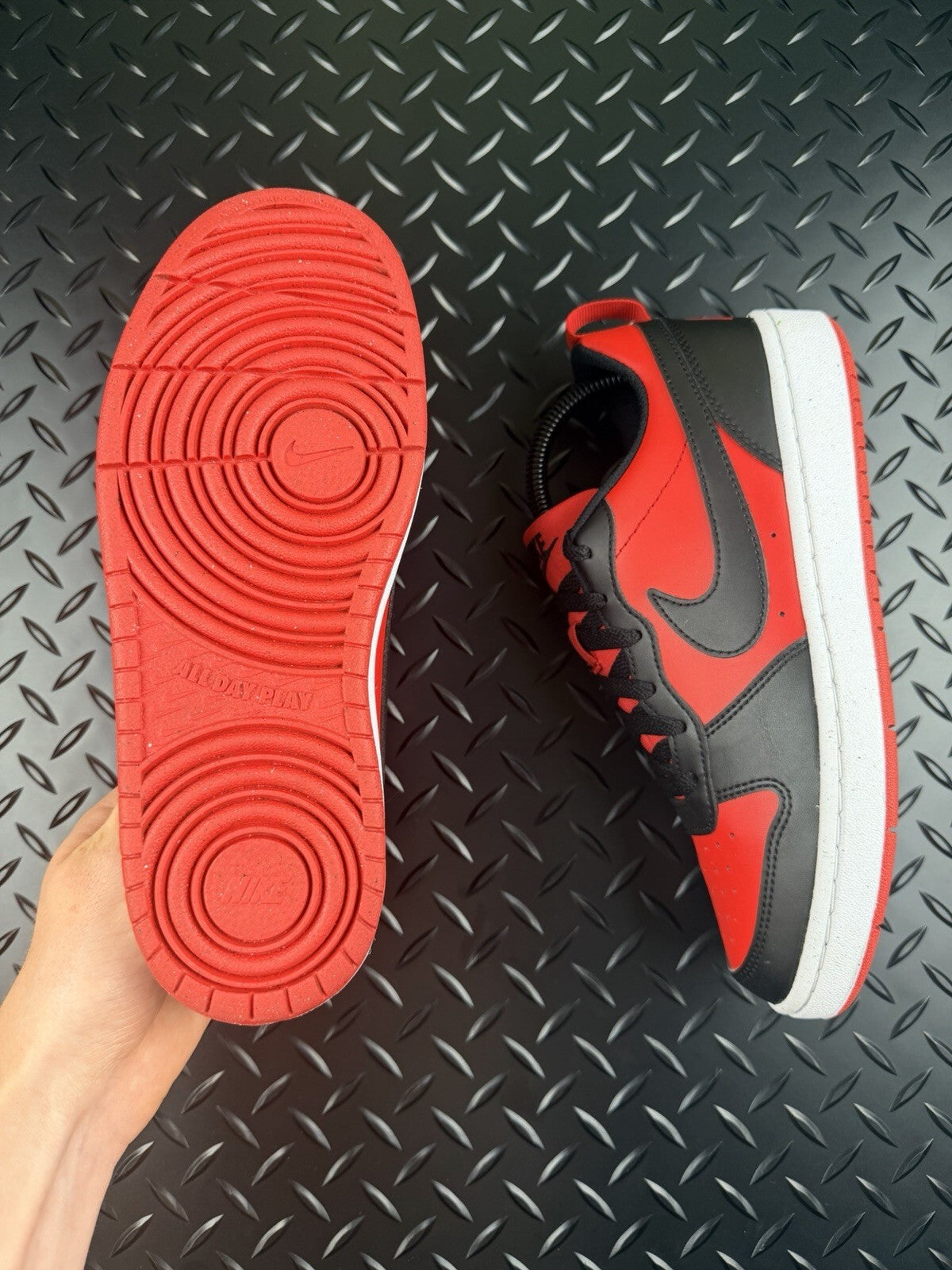 Nike Court Vision Low ‘Crimson Red Obsidian Black’ 100% Authentic GS Size UK 5