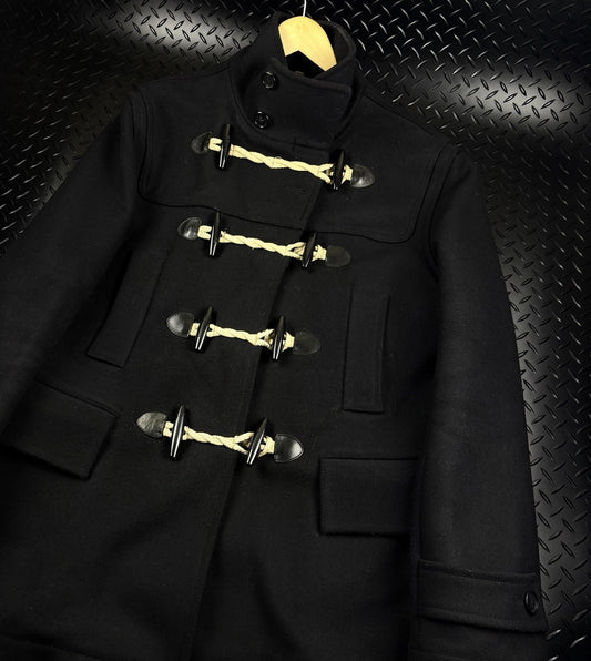 Burberry London Wool Duffle Coat Black 2000s Mens XXL Toggle Very Rare Jacket