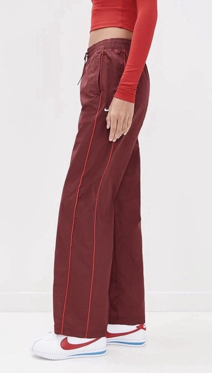 Nike Women's Red High Waisted Woven Wide Open Hem Pants - Size XS | FV7655 619