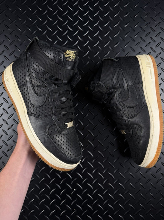 Nike Air Force 1 High OG Black Leather Gum 100% Authentic Size UK 6