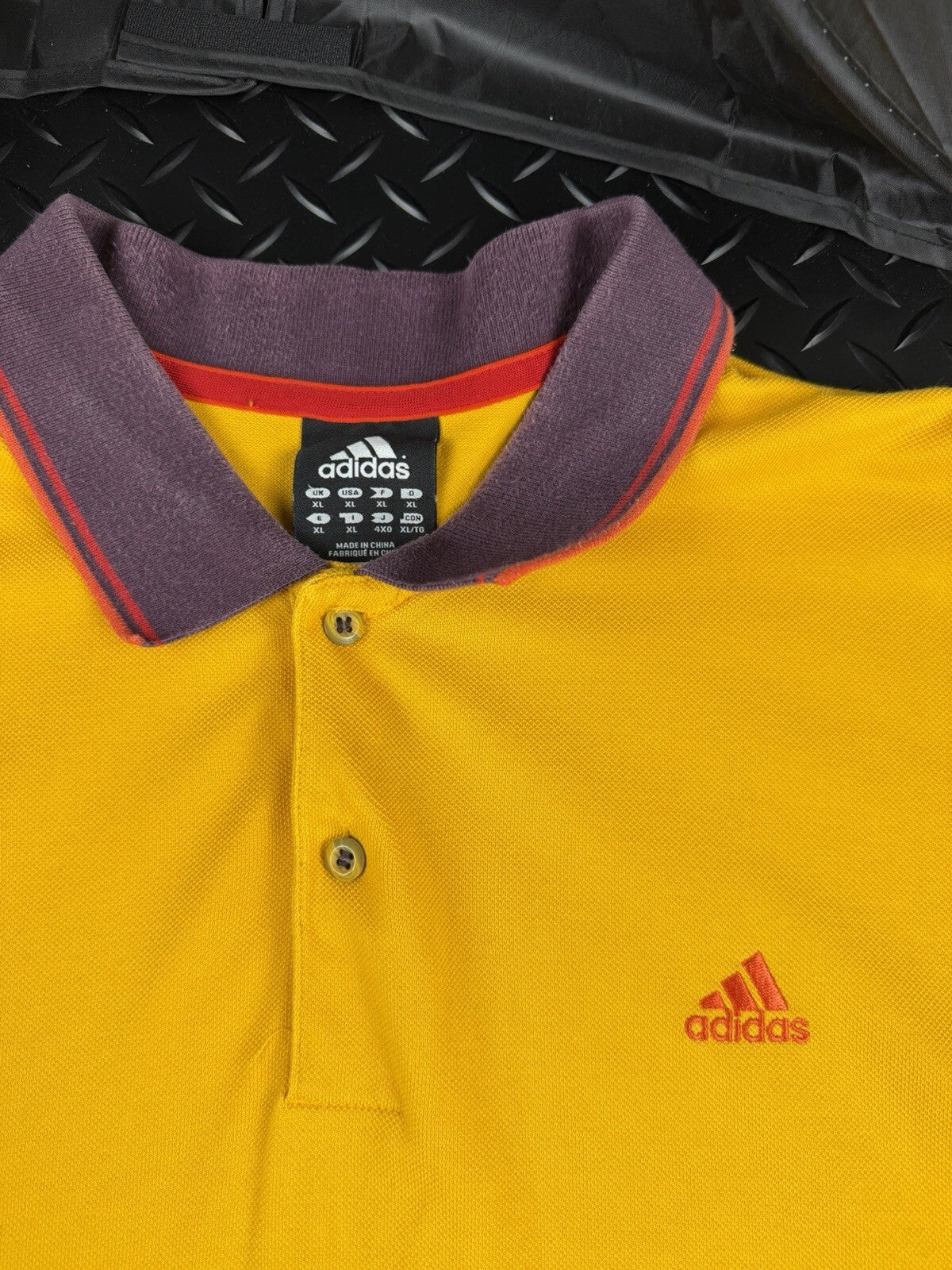 Vintage Adidas Clima Lite 365 Cotton Polo Shirt ‘Yellow + Red’ Size XL