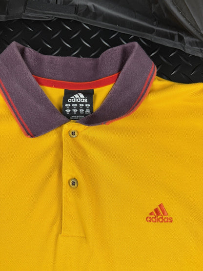 Vintage Adidas Clima Lite 365 Cotton Polo Shirt ‘Yellow + Red’ Size XL