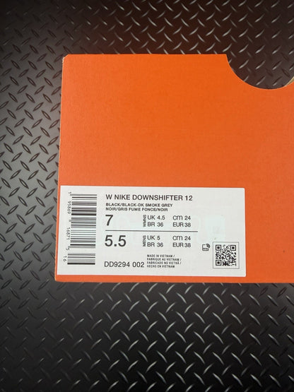 Nike Downshifter 12 Lifestyle/Running Trainers ‘Triple Black’ WMNS Size 4.5