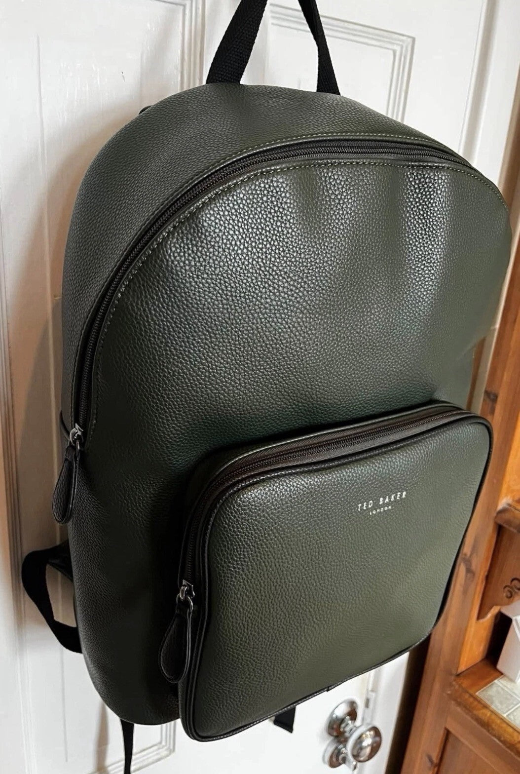 Ted Baker London Dark Green Leather £125RRP Backpack Rucksack Bag New with Tags