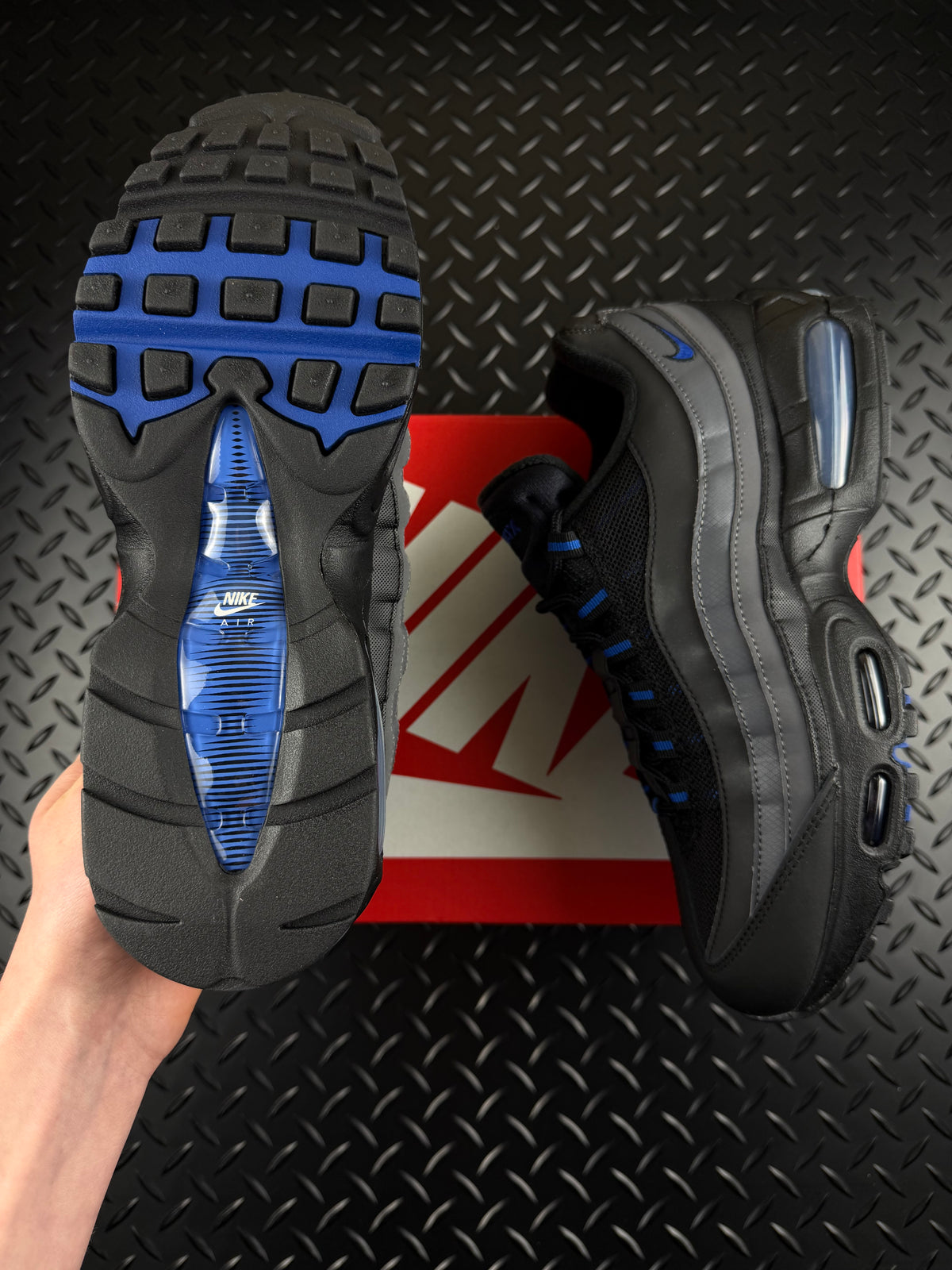 Nike Air Max 95 OG 'Big Bubble' Black Royal Blue Brand New Full Box Size UK 8