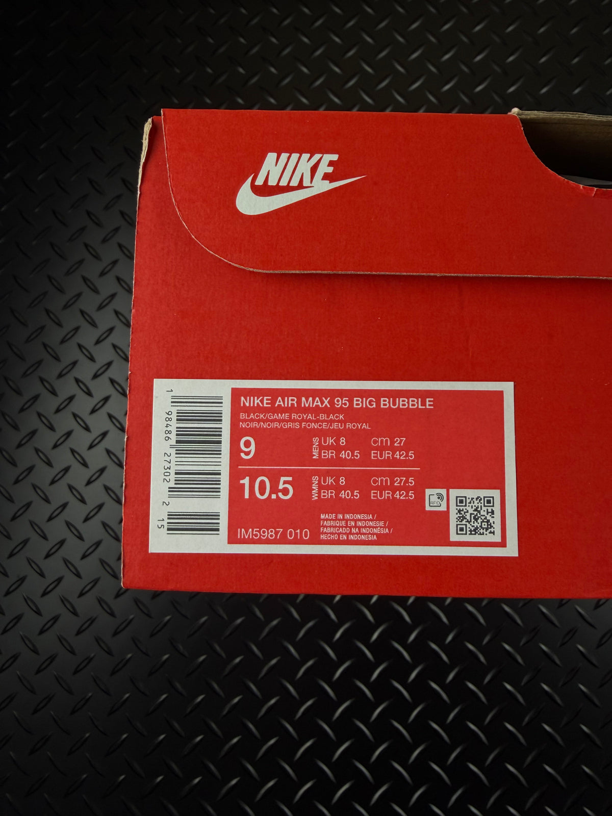 Nike Air Max 95 OG 'Big Bubble' Black Royal Blue Brand New Full Box Size UK 8