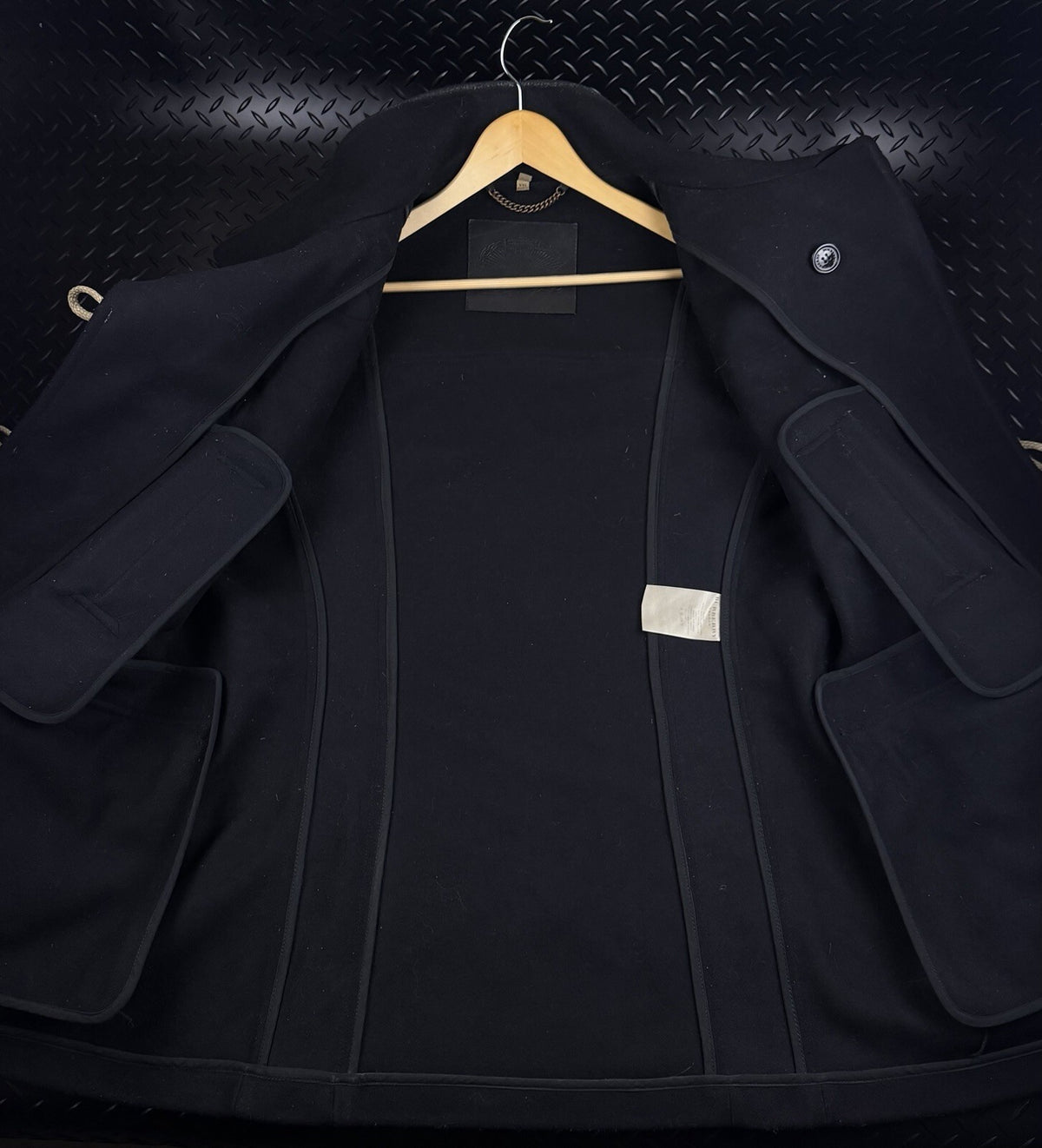 Burberry London Wool Duffle Coat Black 2000s Mens XXL Toggle Very Rare Jacket