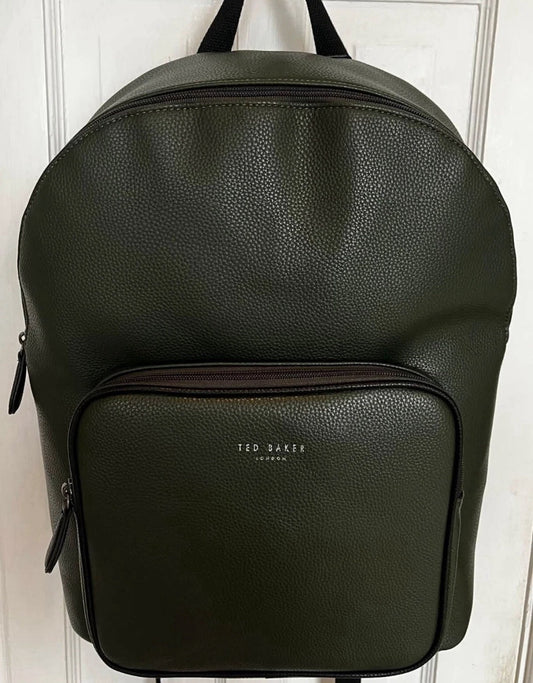 Ted Baker London Dark Green Leather £125RRP Backpack Rucksack Bag New with Tags