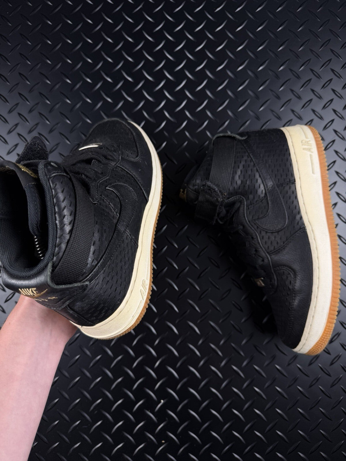 Nike Air Force 1 High OG Black Leather Gum 100% Authentic Size UK 6