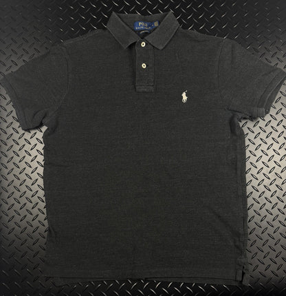 Ramp Lauren Polo Shirt ‘Grey White’ Slim Fit 100% Authentic Mens Size Medium