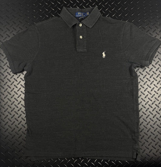 Ramp Lauren Polo Shirt ‘Grey White’ Slim Fit 100% Authentic Mens Size Medium