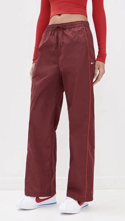 Nike Women's Red High Waisted Woven Wide Open Hem Pants - Size XS | FV7655 619