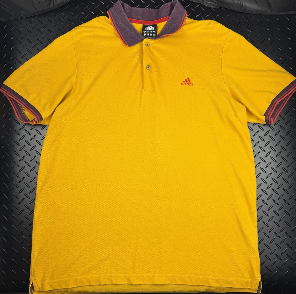 Vintage Adidas Clima Lite 365 Cotton Polo Shirt ‘Yellow + Red’ Size XL
