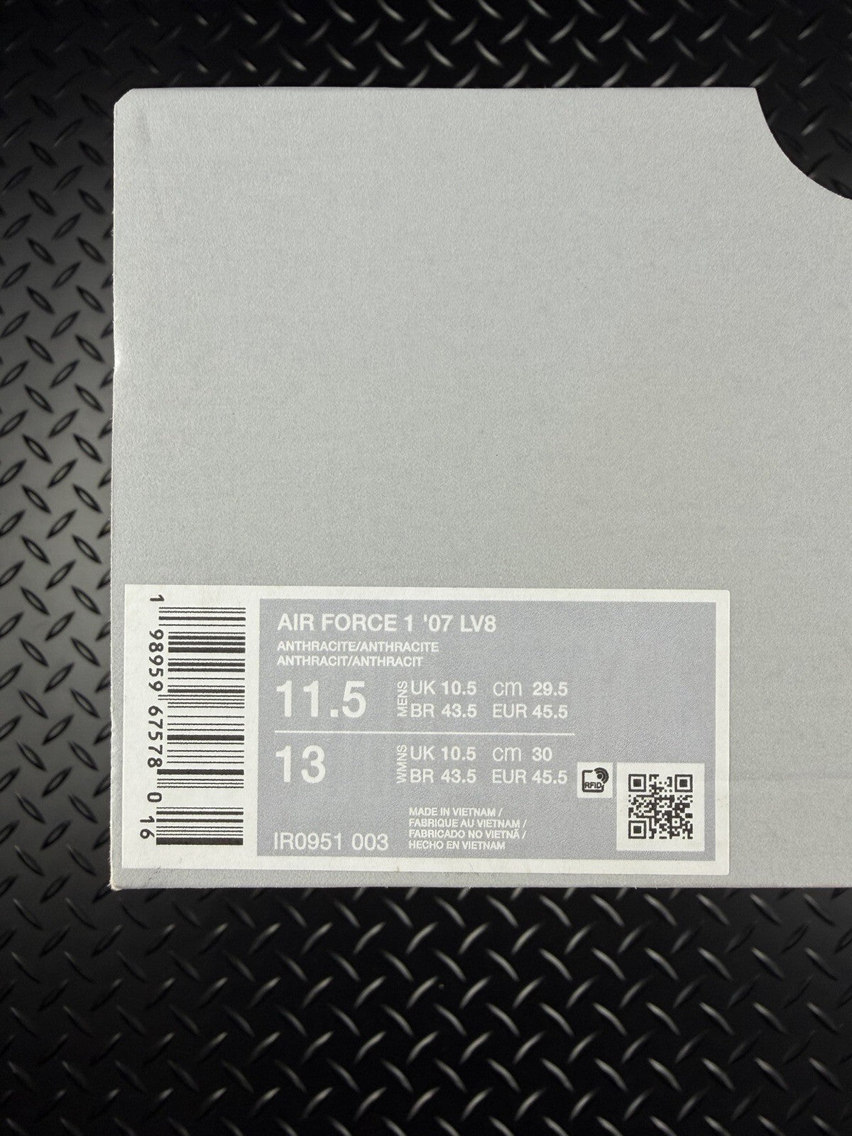 Nike Air Force 1 ‘07 LV8 Suede PRM ‘Anthracite Smoke Grey’ Brand New - UK 10.5