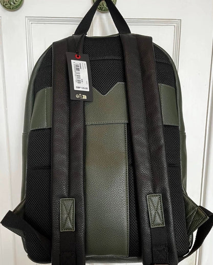 Ted Baker London Dark Green Leather £125RRP Backpack Rucksack Bag New with Tags