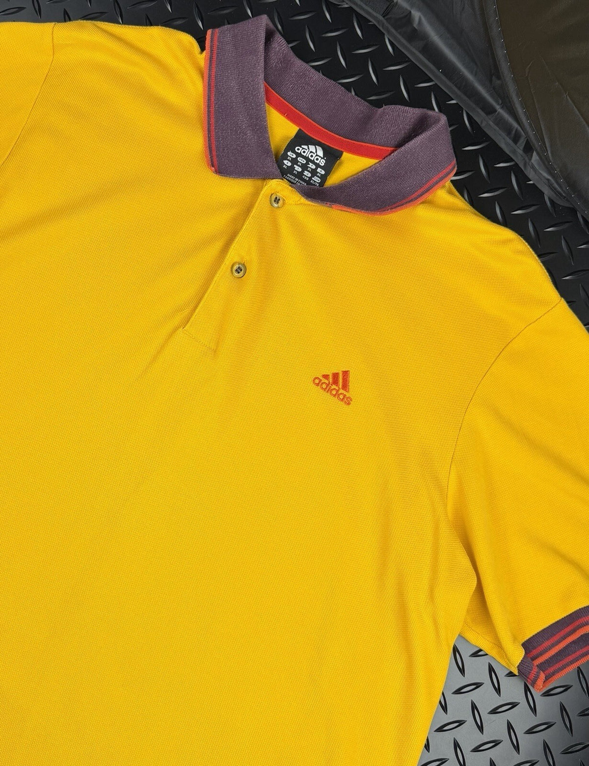 Vintage Adidas Clima Lite 365 Cotton Polo Shirt ‘Yellow + Red’ Size XL